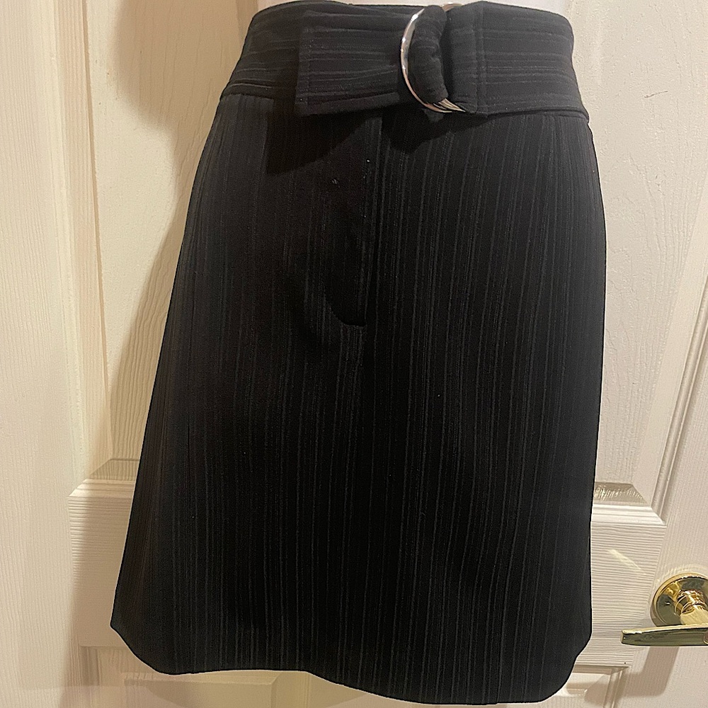 NWT black with faint white pinstriped skirt above knee length